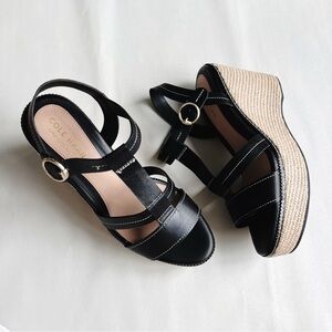 COLE HAAN Womens Black Platform Cloudfeel Wedge Espadrille Shoes 10B​​